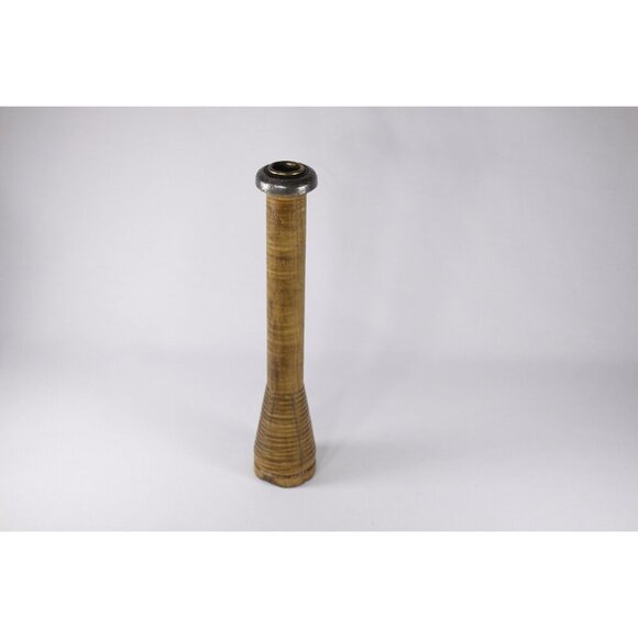 Antique yarn bobbin candlestick holder + 2 Delft blue candles Porceleyne fles, - Picture 2 of 10